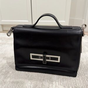 Theyskens' Theory Black Satchel with Silver Accents